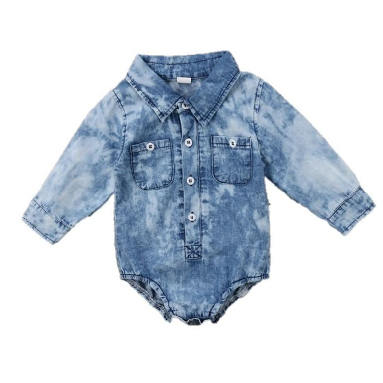 Body Infantil Feminino Verão Camisa Manga Longa Jeans