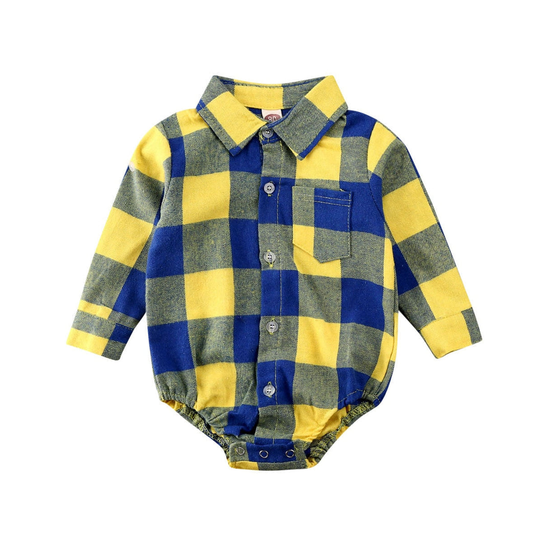 Body Infantil Masculino Verão Camisa Xadrez