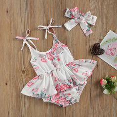 Body Infantil Feminino Verão +Faixa Floridas