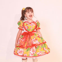 Carregar imagem no visualizador da galeria, Vestido Quadrilha Amarelo Caipira Junino Florido Infantil Criança Luxo
