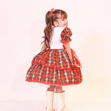 Carregar imagem no visualizador da galeria, Vestido Quadrilha Amarelo Caipira Junino Florido Infantil Criança Luxo
