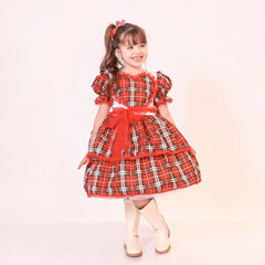 Vestido Quadrilha Amarelo Caipira Junino Florido Infantil Criança Luxo