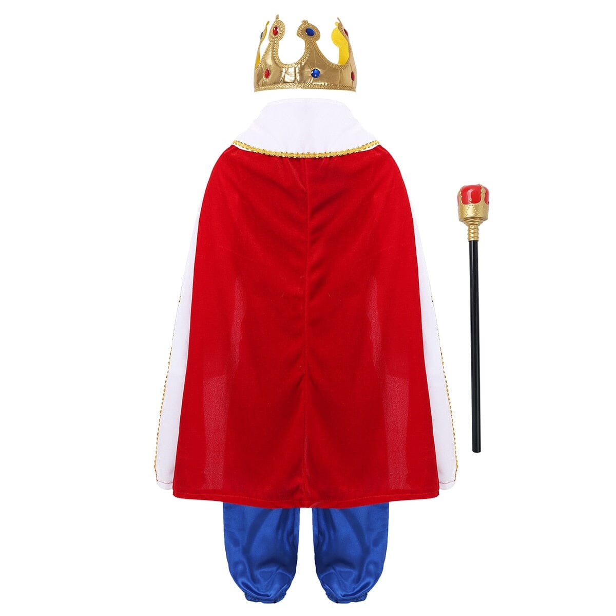 King Costume: White Cape, Crown, and Staff