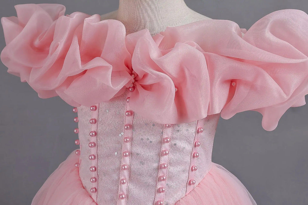 Elegant Bubble Sleeve Dress for Kids Parties and Graduations