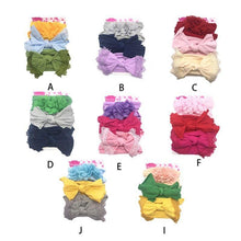 Carregar imagem no visualizador da galeria, Conjunto Faixas 3 Peças Coloridas Flor e Laço
