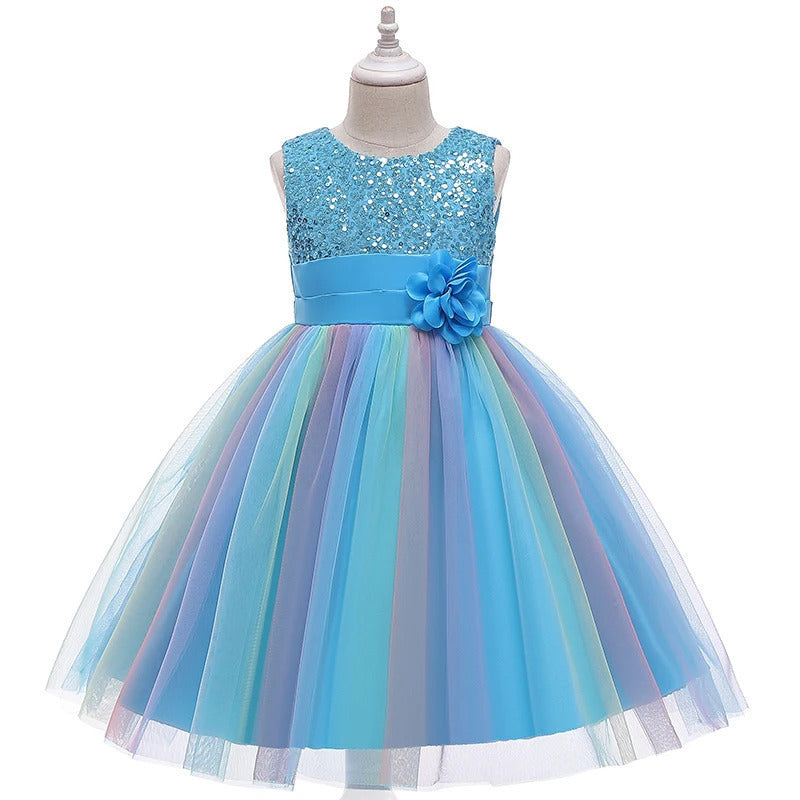 Sequined Short-Sleeve Dress for Girls