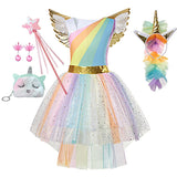 Rainbow Unicorn Costume Dress with Accessories