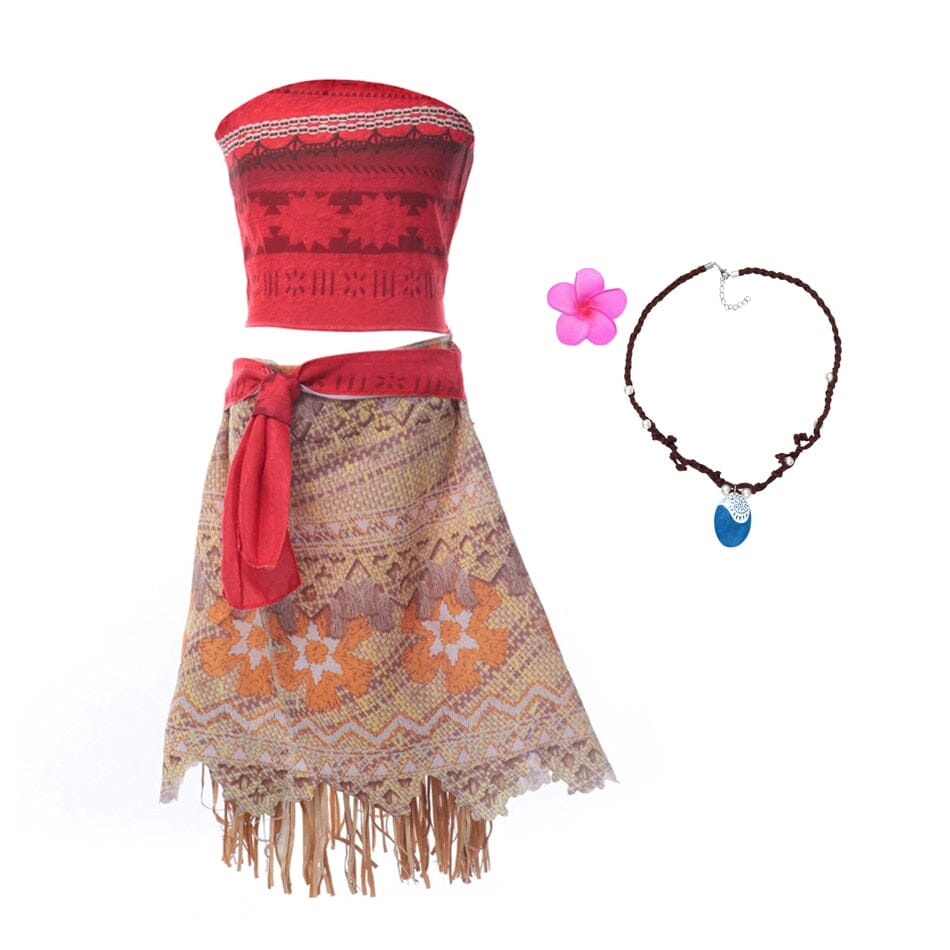 Luxury Moana Princess Costume with Necklace