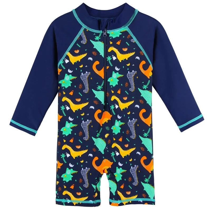 Swimsuit for Boys from Newborn to 6 Years Old with Living Dinosaur Design and UV50+ Protection