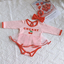 Upload image to gallery viewer, Cherry-colored bodysuit with tutu skirt and headband - Sizes 0 to 12 months 
