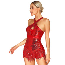Carregar imagem no visualizador da galeria, Vestido de Dança Latina com Franja de Lantejoulas
