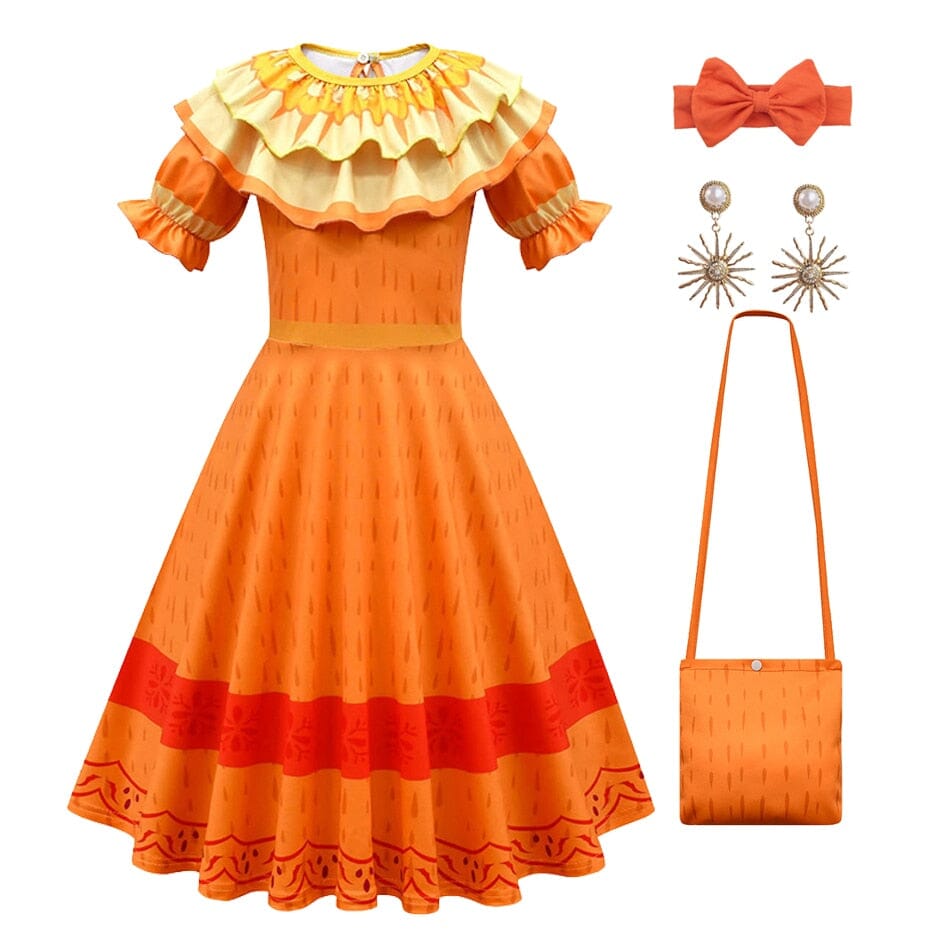 Costume Dress Pepa Madrigal – Encanto – Bag + Earrings + Bow