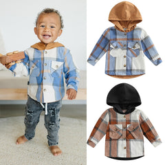 Camisa Infantil com Capuz Xadrez