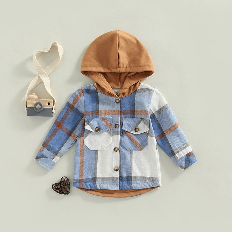 Camisa Infantil com Capuz Xadrez