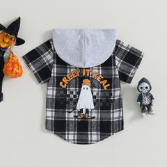 Camisa Infantil Masculina Xadrez halloween