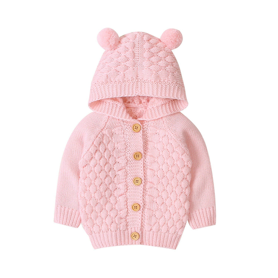 Cardigan Infantil Feminino com capuz Orelhinhas