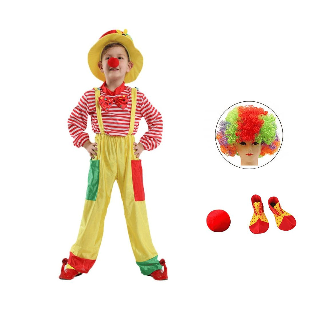 Fantasia Palhaço Colorida com Macacão Infantil Menino + Acessórios