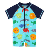 Larger Kids Swimsuit for Boys 1 Months to 4 Years Old, Under the Sea Theme with UPF 50+ Protection, UV Beachwear
