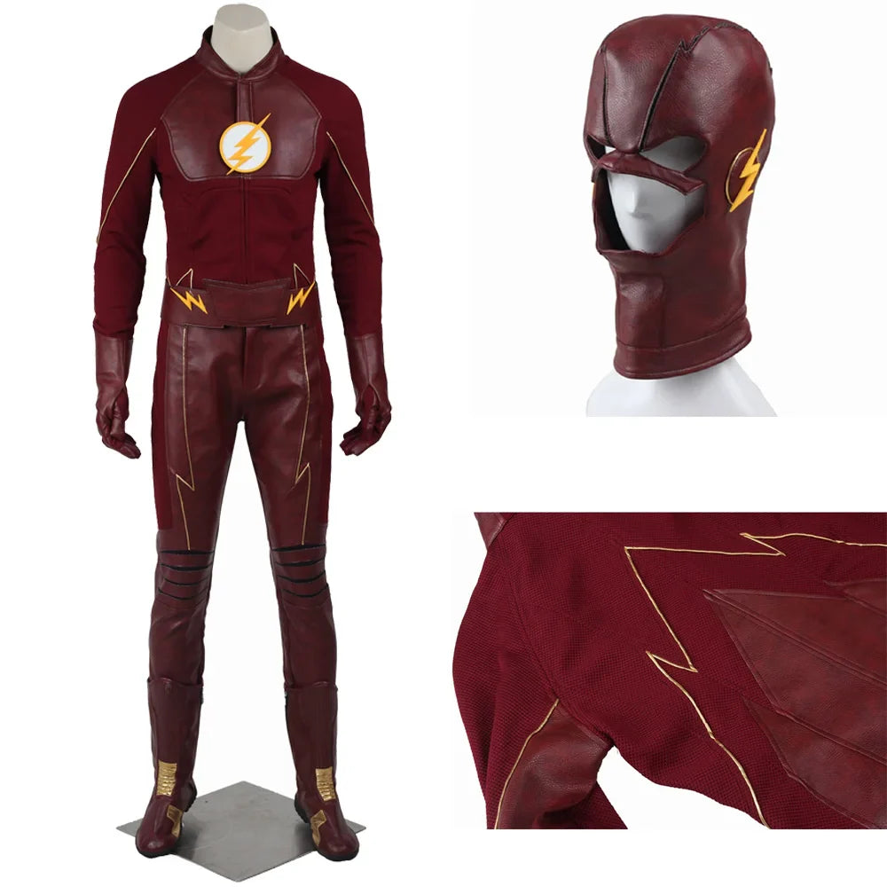 Adult Cosplay Costume The Flash, Full Dark Red Outfit