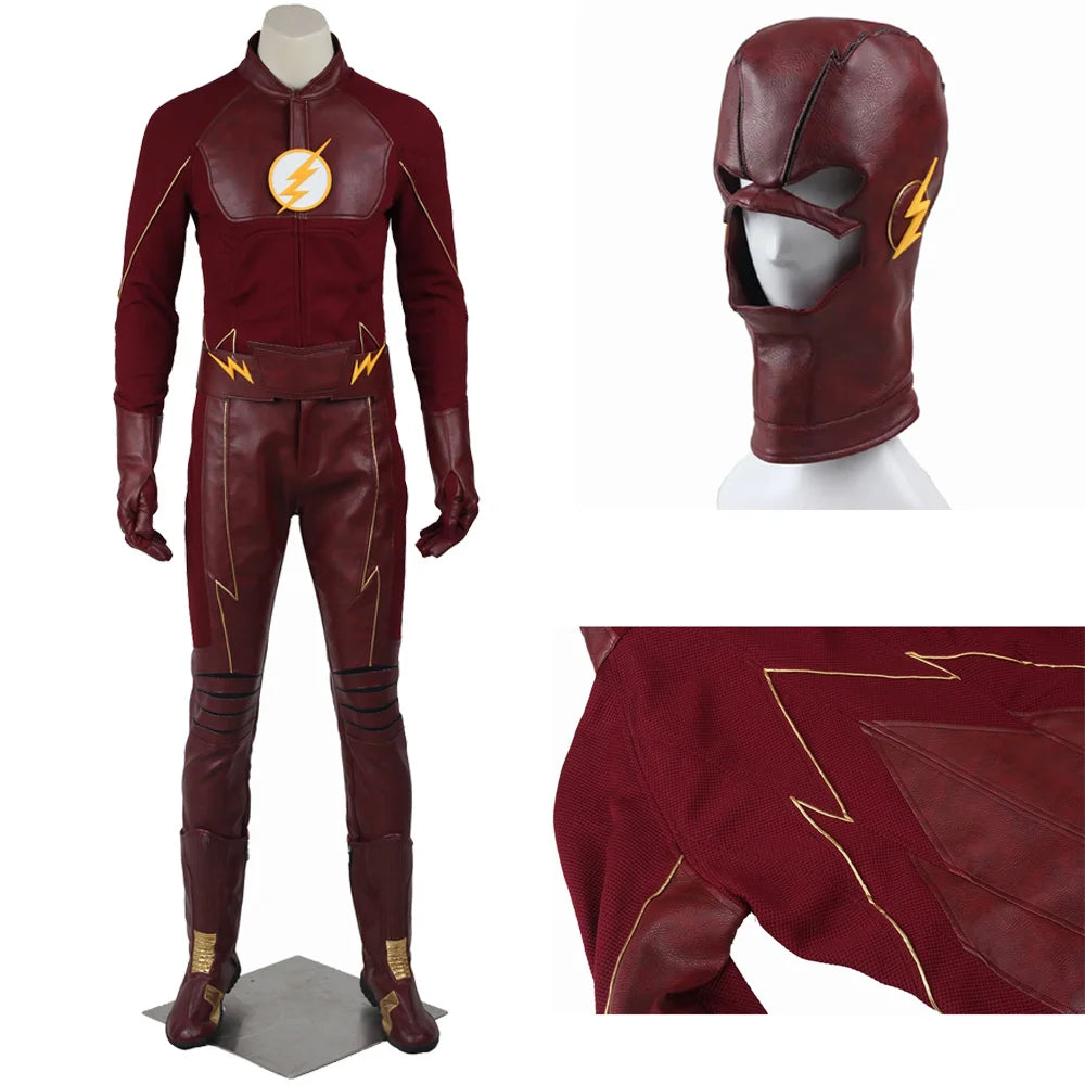 Fantasia Adulto Cosplay The Flash, Traje Completo Vermelho Escuro