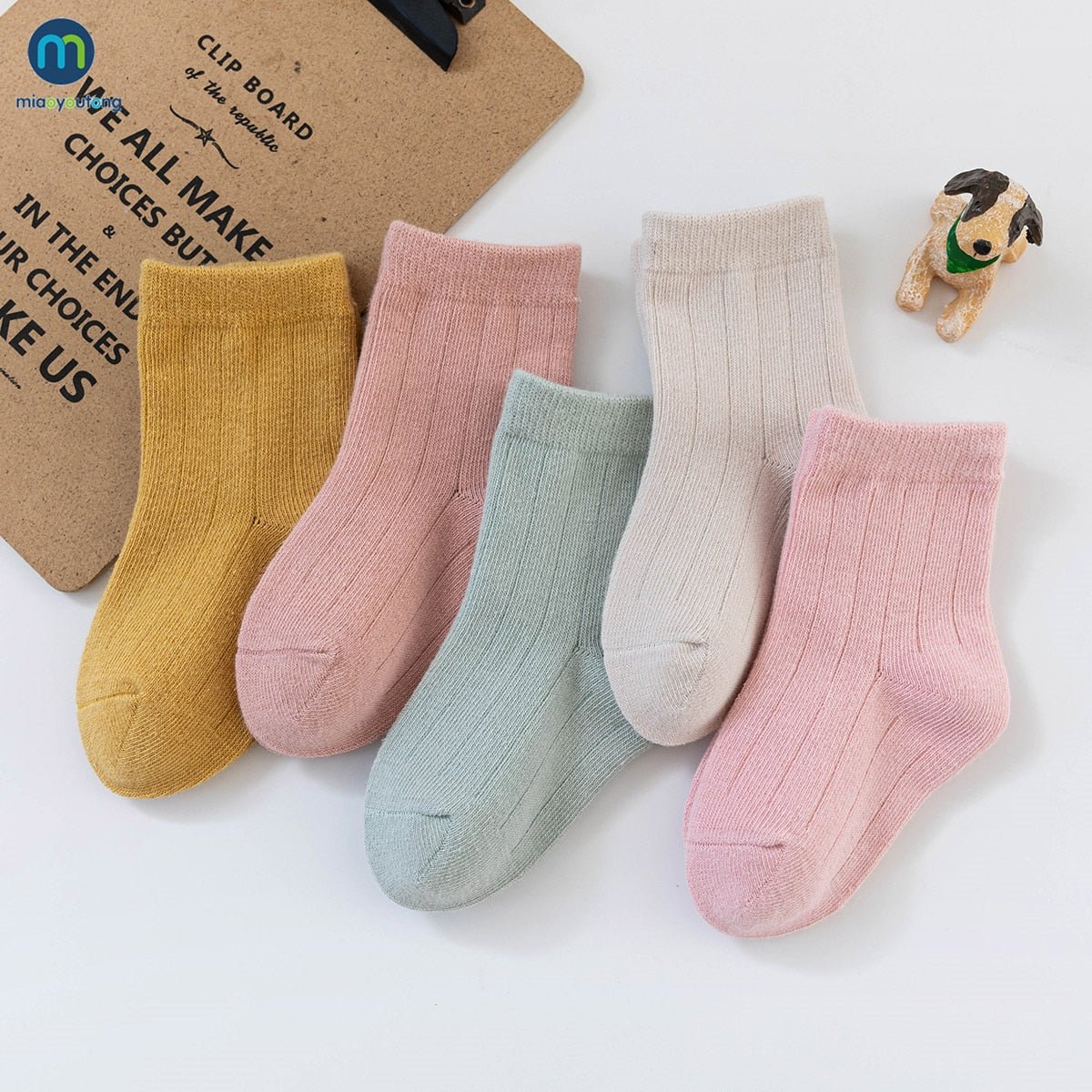 5 Pairs of Scandi Colors Kids Socks