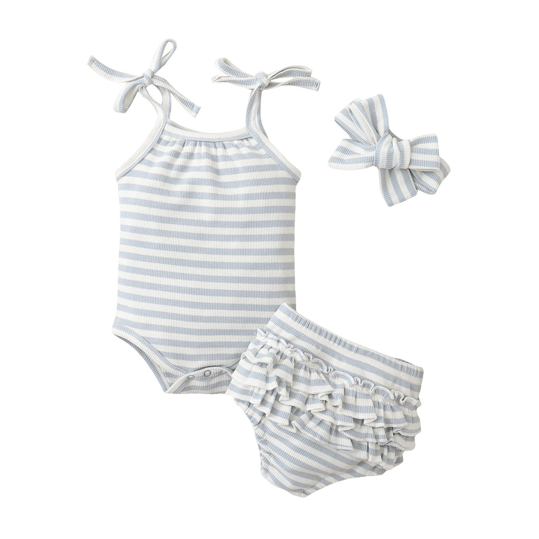 Conjunto Infantil Feminino Body 3 peças listrado