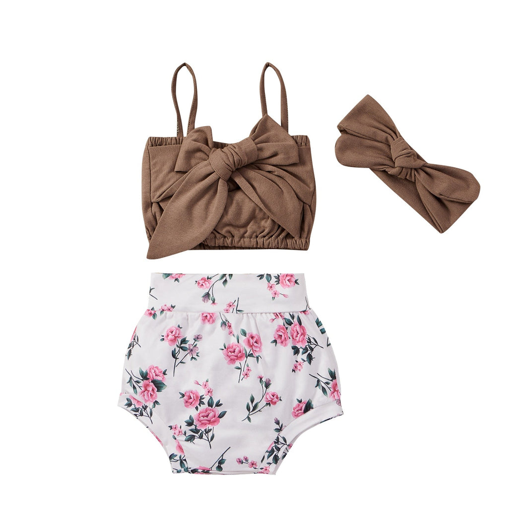 Conjunto Infantil Feminino 3 peças verão Florido