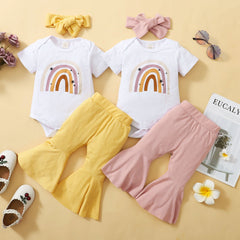 Conjunto Infantil Feminino Arco-íris c/ Calça Flare