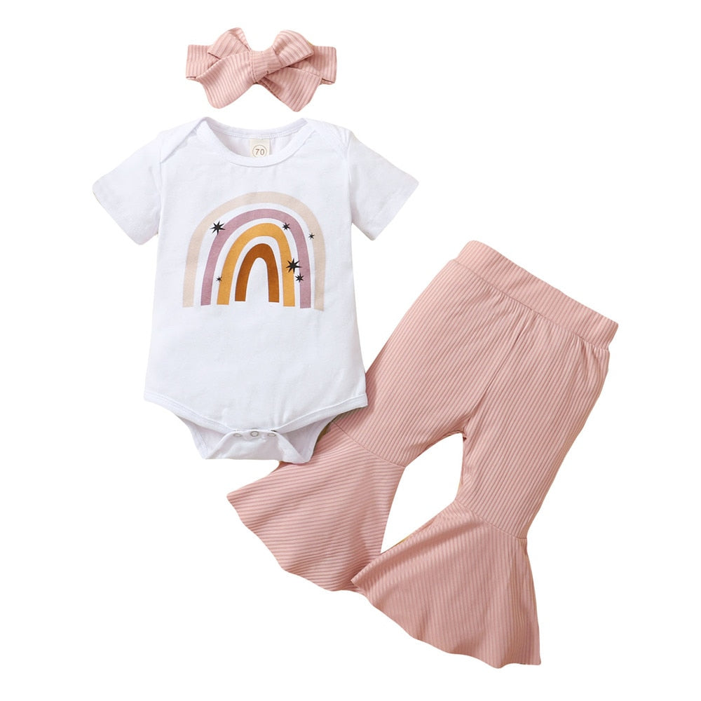 Conjunto Infantil Feminino Arco-íris c/ Calça Flare