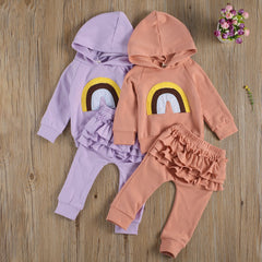 Conjunto Infantil Feminino com Capuz Arco-íris