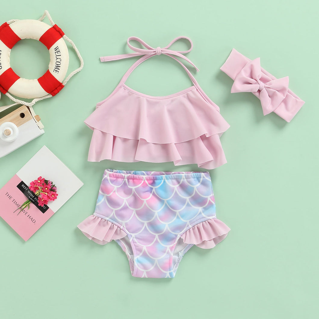 Conjunto Infantil Biquíni Sereia + Lacinho