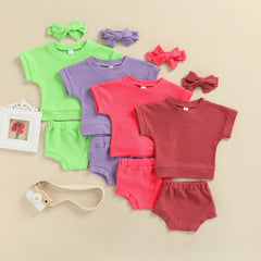 Conjunto Infantil Canelado Calcinha + Blusa + Laço