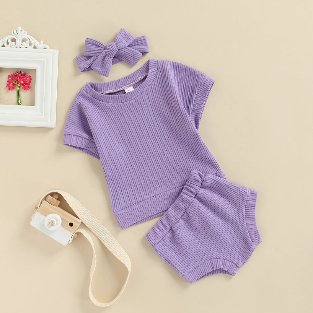 Conjunto Infantil Canelado Calcinha + Blusa + Laço