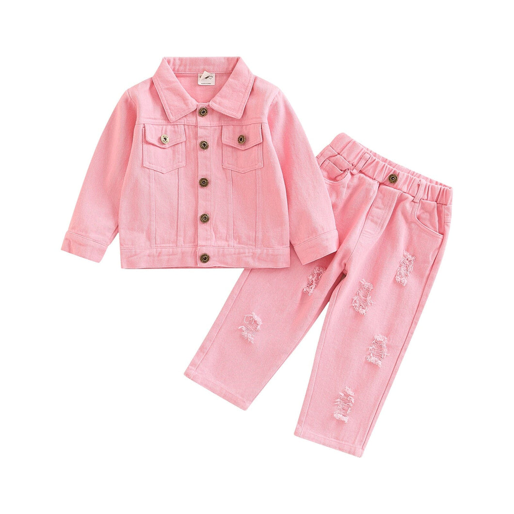 Conjunto Infantil Feminino Botões Bolsinhos