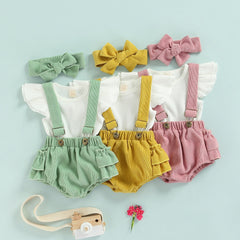 Conjunto Infantil Feminino Canelado + Laço