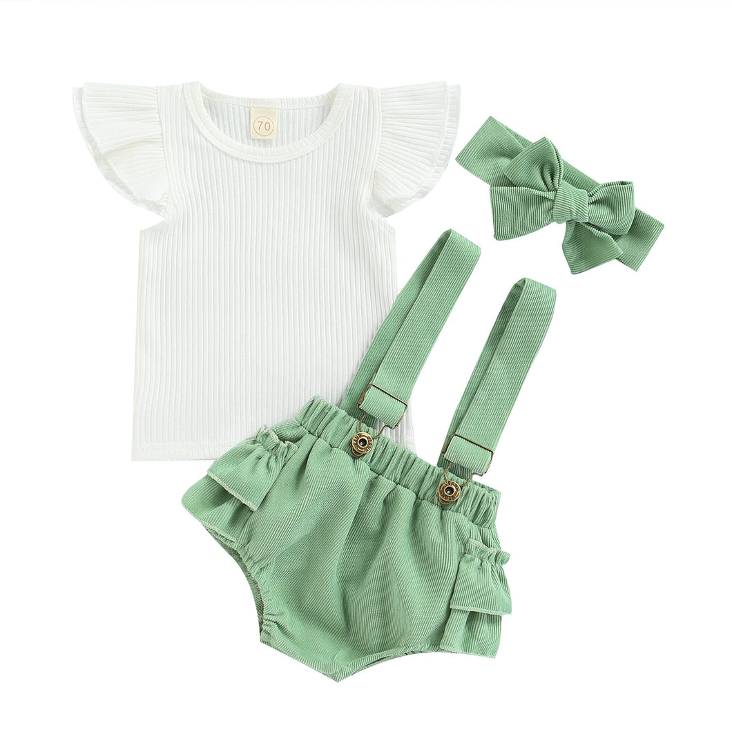 Conjunto Infantil Feminino Canelado + Laço