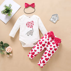 Conjunto Infantil Feminino Elefante e Corações