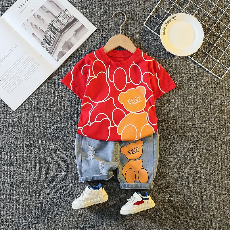 Conjunto Infantil Ursinho e Shorts Jeans