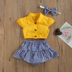 Conjunto Infantil Xadrez Com Saia