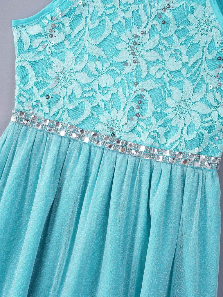 Pink Sleeveless Lace Dress for Girls