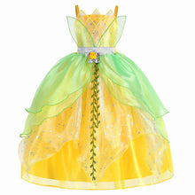 Carregar imagem no visualizador da galeria, Vestido Fantasia Princesa Tiana Super Luxo Infantil - A princesa e o Sapo
