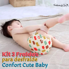 Kit 3 Fraldas para Desfralde Confort Cute Baby Premium