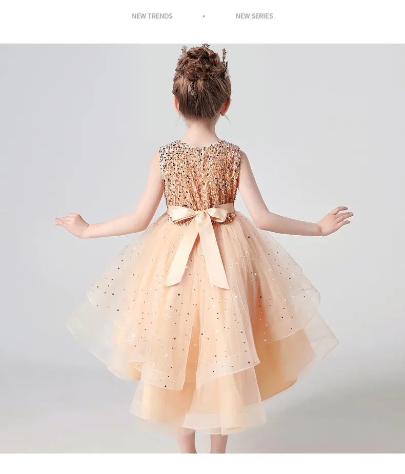 Kids Party Dress with Lace and Sequins