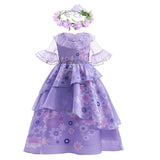 Isabela Encanto Dress with Flower Crown for Girls - product and accessories view