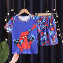 Upload image to gallery viewer, Spider-Man Short-Sleeved Children's Pajamas - Sizes 3 to 12 Years
