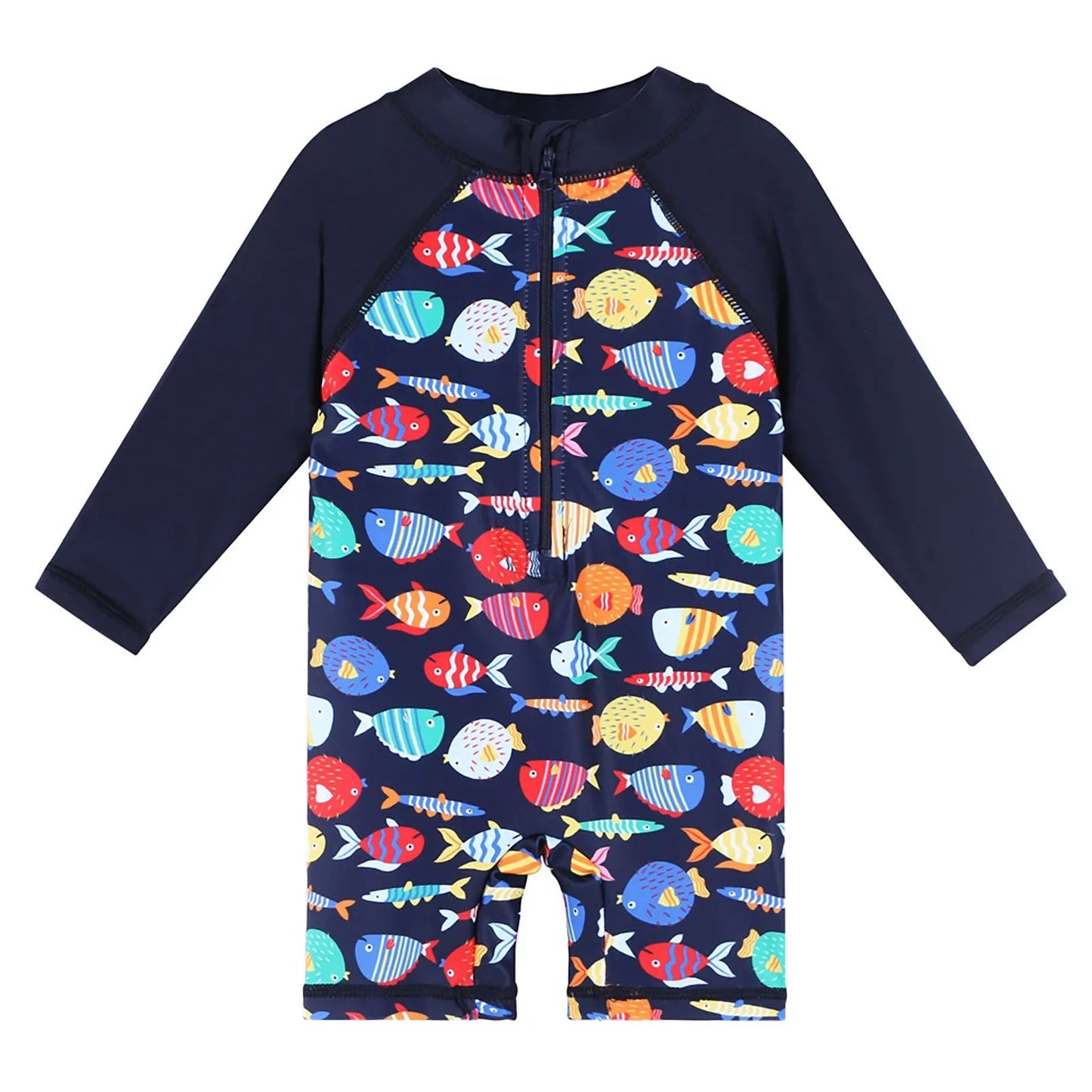 Swimsuit for Boys and Girls Newborn to 6 Years Old with Colorful Fish Design and UV50+ Protection