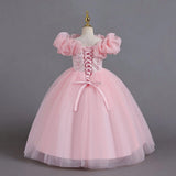 Elegant Bubble Sleeve Dress for Kids Parties and Graduations