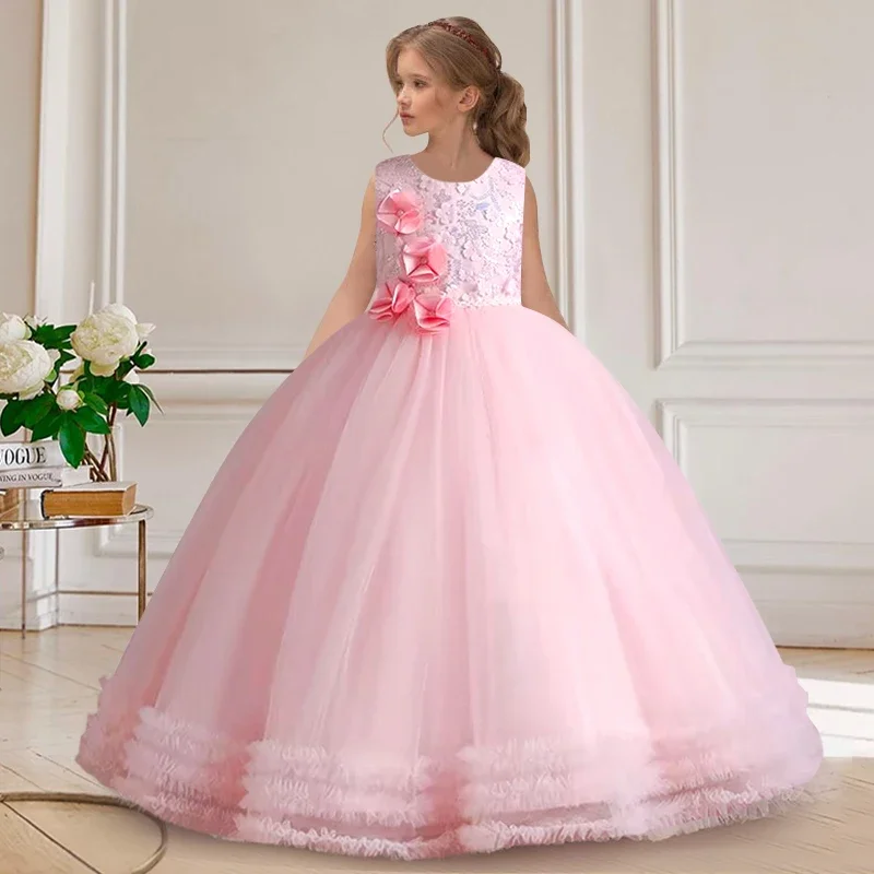 Pearl Sequin Sleeveless Dress for Girls