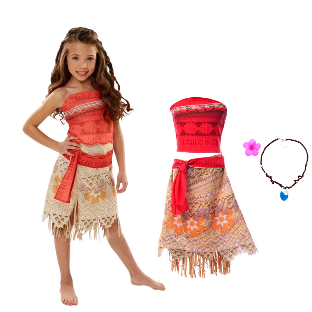 Luxury Moana Princess Costume with Necklace