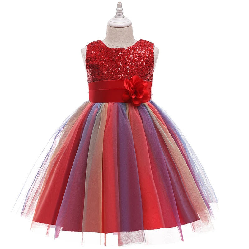 Sequined Short-Sleeve Dress for Girls